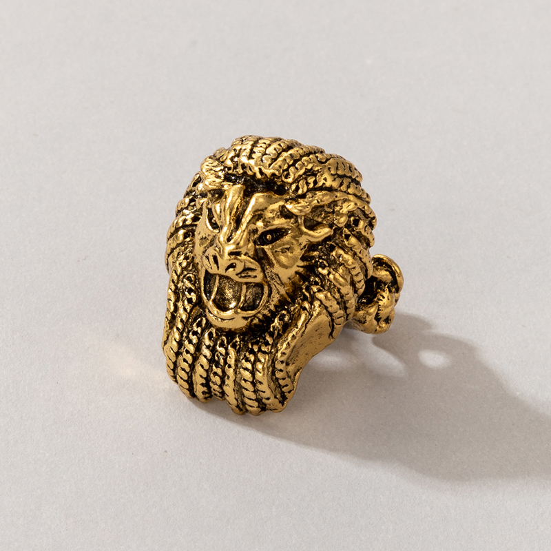 fashion trend jewelry lion head retro ring animal exaggerated metal ring