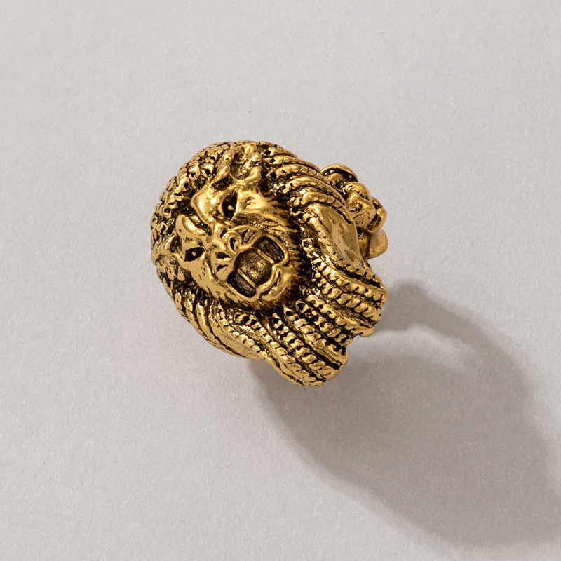 fashion trend jewelry lion head retro ring animal exaggerated metal ring