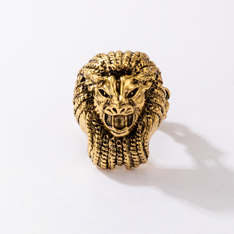 fashion trend jewelry lion head retro ring animal exaggerated metal ring