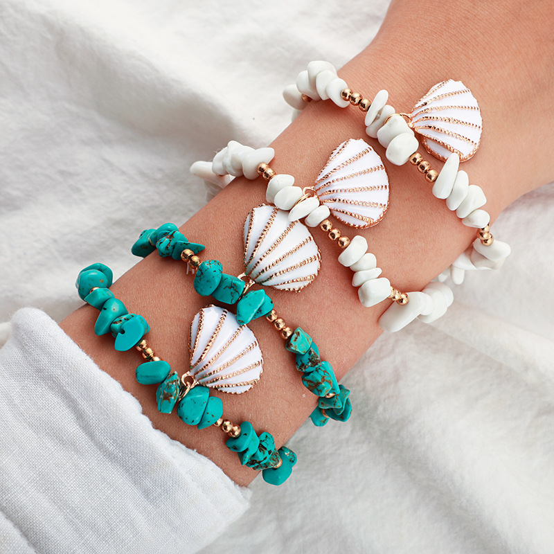 Bohemian Shell Double Bracelet Irregular Shell Pendent Bracelet Set