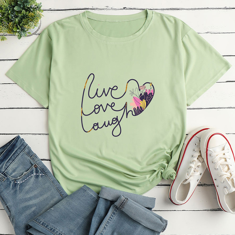 Heart Letter Print Ladies Loose Casual TShirtpicture3
