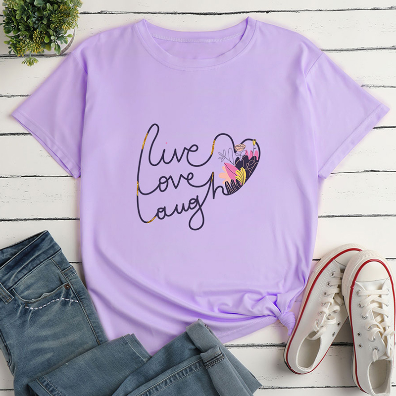 Heart Letter Print Ladies Loose Casual TShirtpicture4