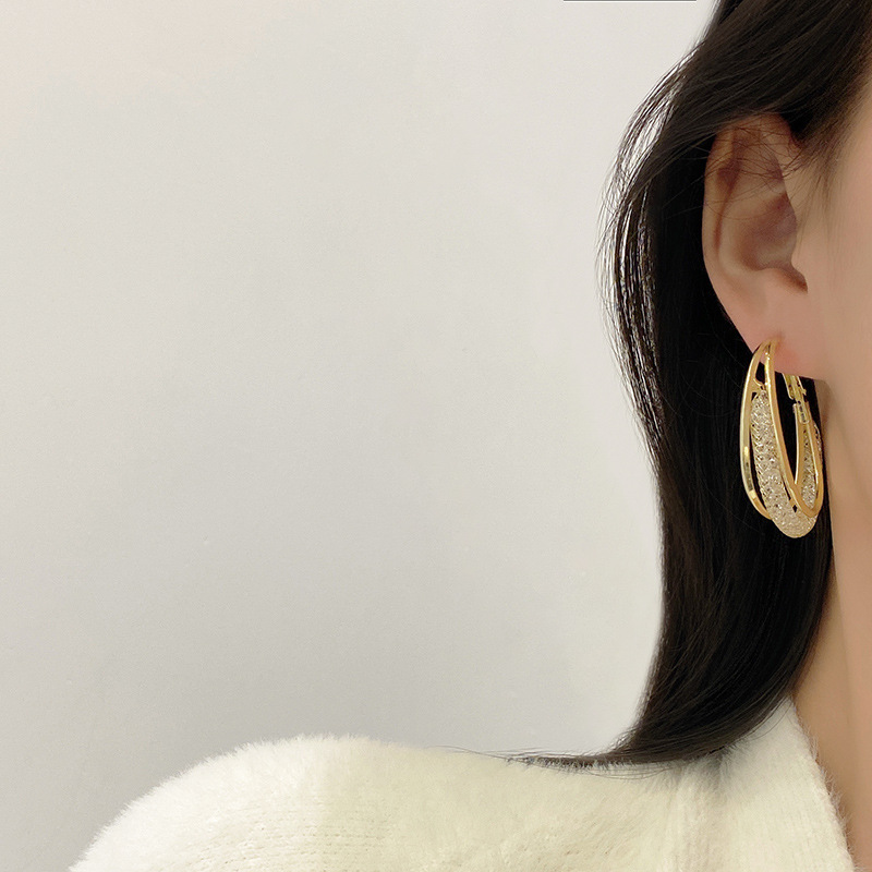 fashion geometric interweave crystal earrings alloy hoop earringspicture4