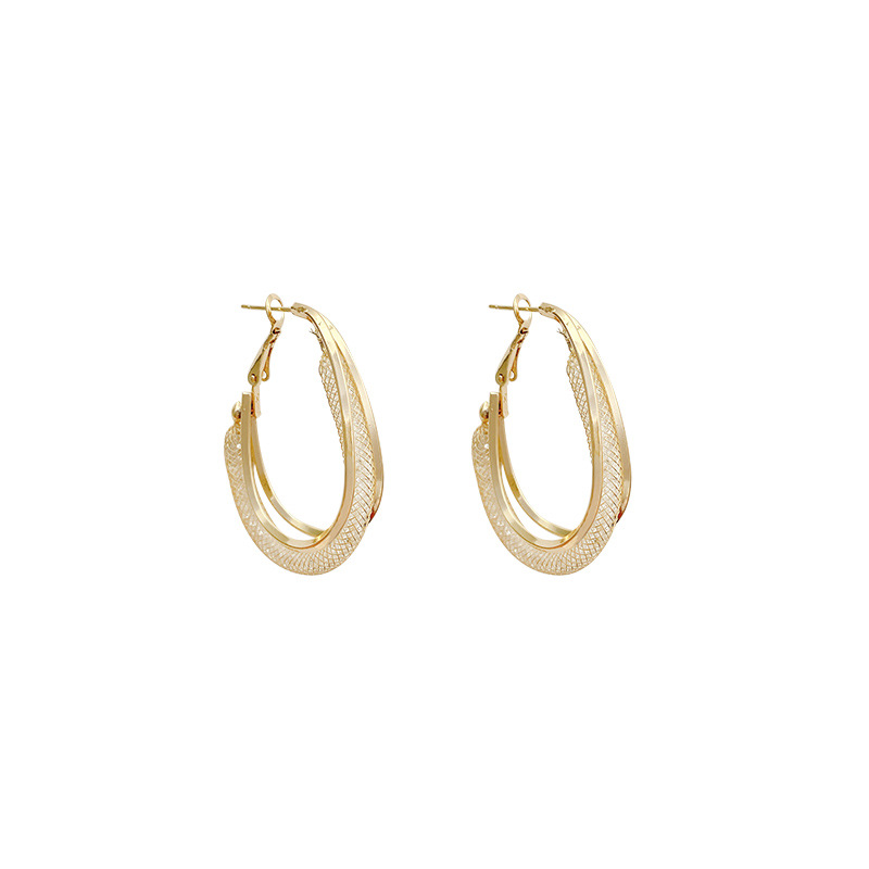 fashion geometric interweave crystal earrings alloy hoop earringspicture5