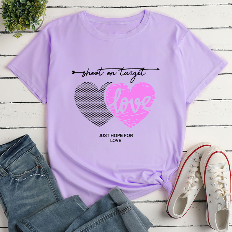 Heart Letter Print Ladies Loose Casual TShirtpicture3