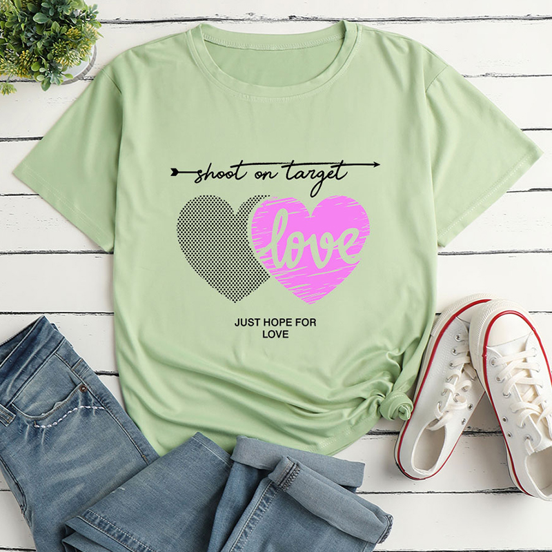 Heart Letter Print Ladies Loose Casual TShirtpicture4
