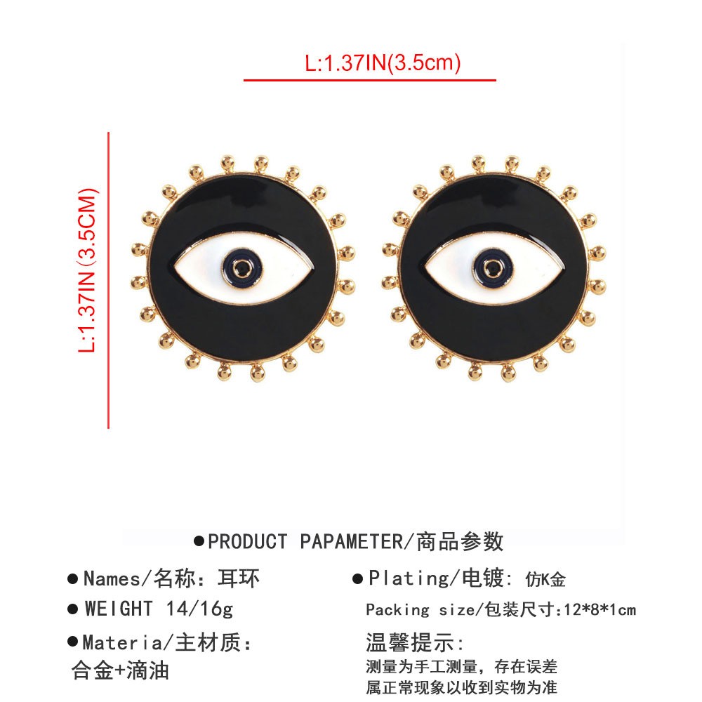 vintage contrast color alloy oil dripping devils eye earrings wholesalepicture1