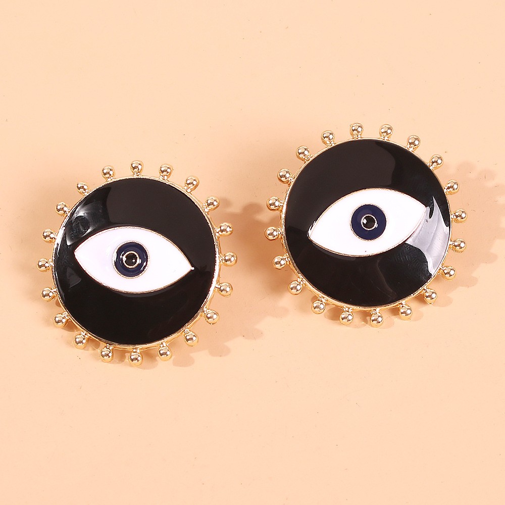 vintage contrast color alloy oil dripping devils eye earrings wholesalepicture2