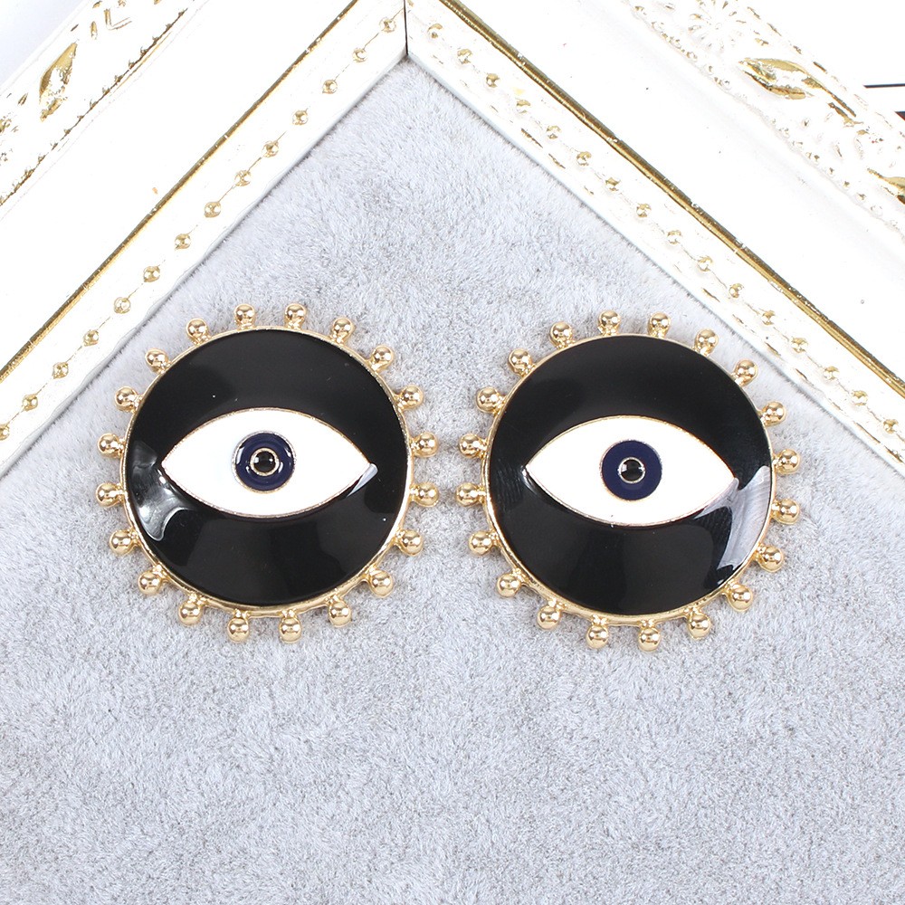 vintage contrast color alloy oil dripping devils eye earrings wholesalepicture4