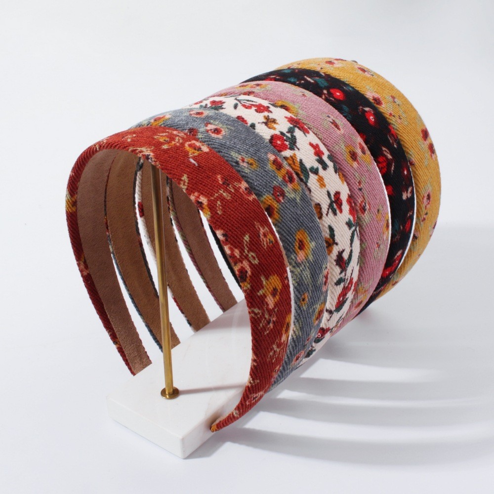 VintageStirnband aus Stoff mit breiter Krempe in Kontrastfarbe im Grohandelpicture2