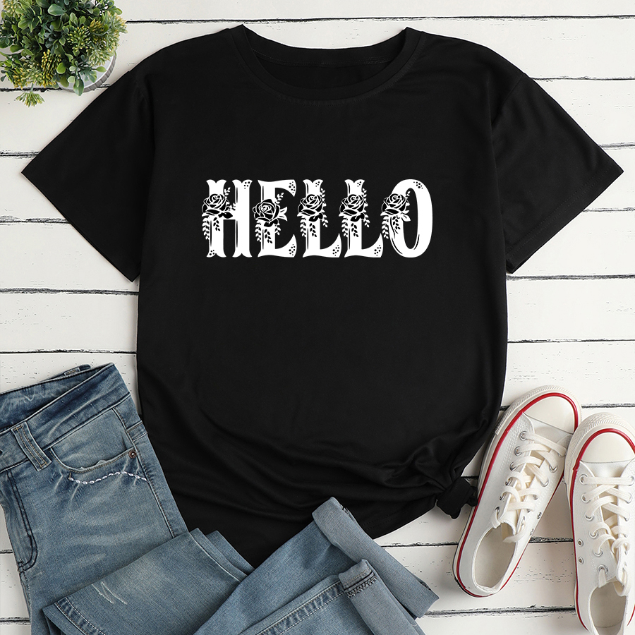 Letter Fashion Print Ladies Loose Casual TShirtpicture2