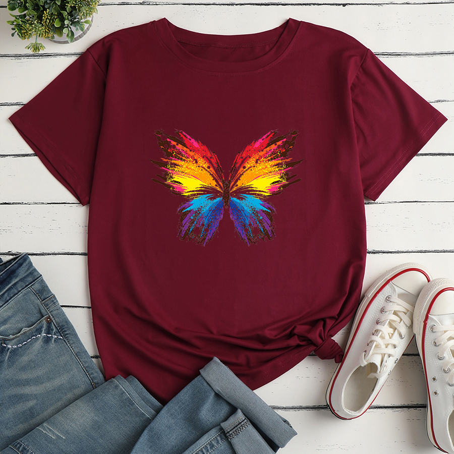 Color Butterfly Fashion Print Ladies Loose Casual TShirtpicture3