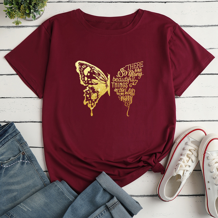 Letter Butterfly Fashion Print Ladies Loose Casual TShirtpicture3