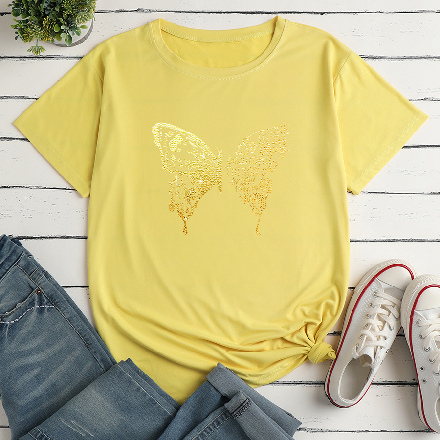 Letter Butterfly Fashion Print Ladies Loose Casual TShirtpicture4