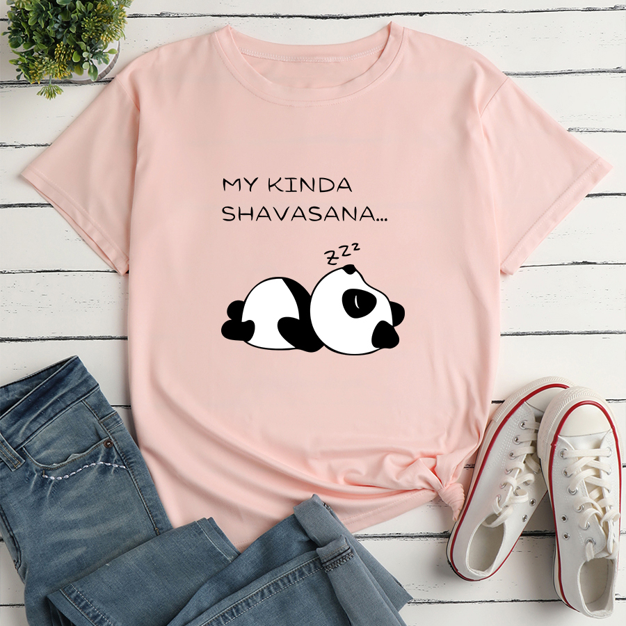 Fashion Letter Panda Character Print Ladies Loose Casual TShirtpicture3