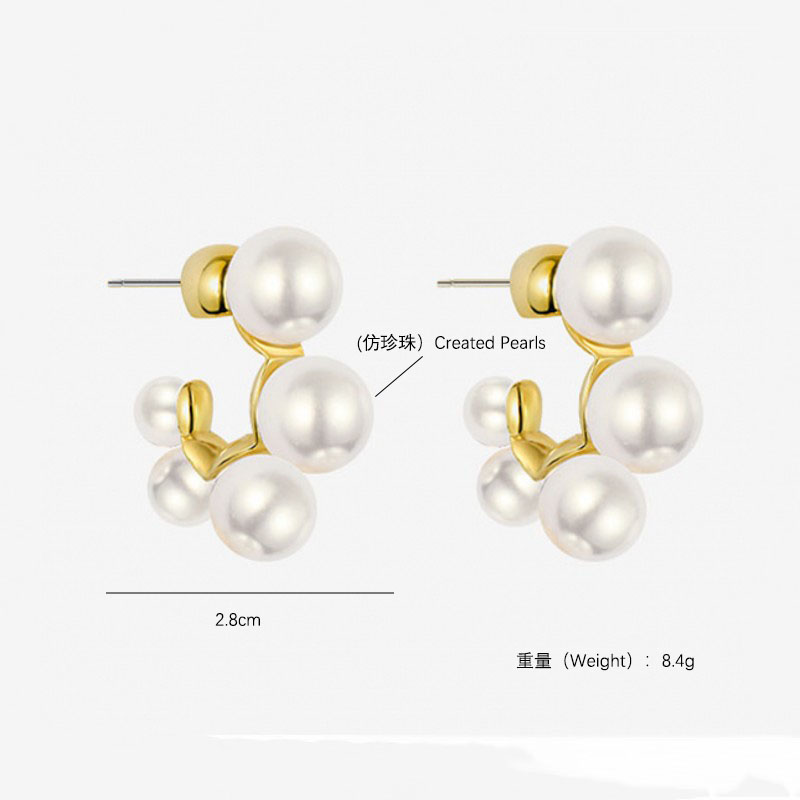 Simple C Shape Pearl Alloy Stud Earrings Wholesale