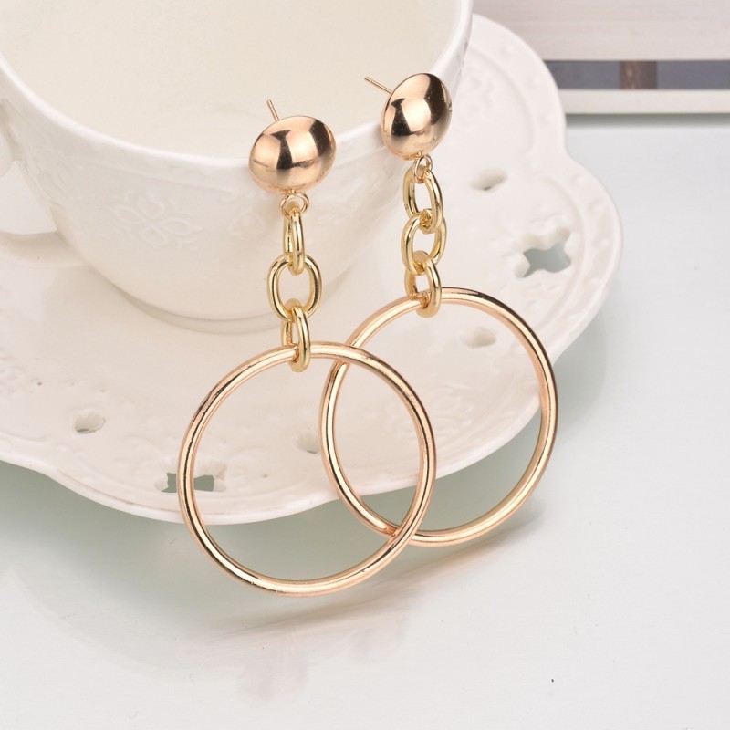 exaggerated long metal circle chain geometric alloy earringspicture2