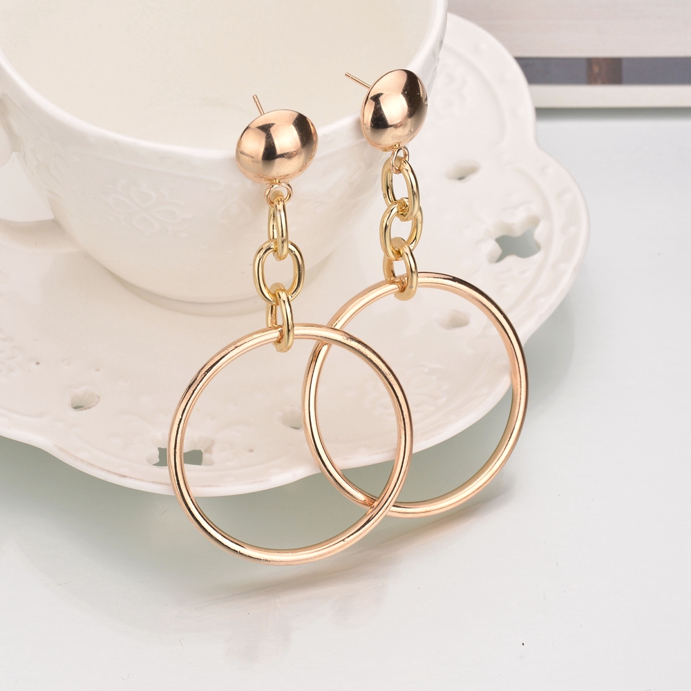 exaggerated long metal circle chain geometric alloy earringspicture6