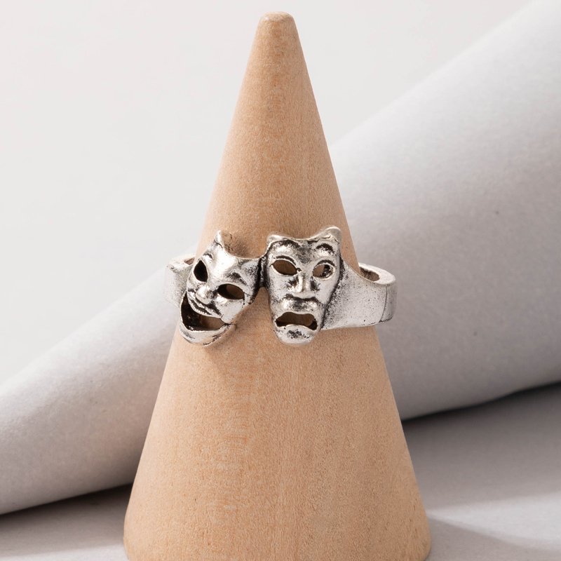 jewelry smile cry skull alloy gear irregular single ring