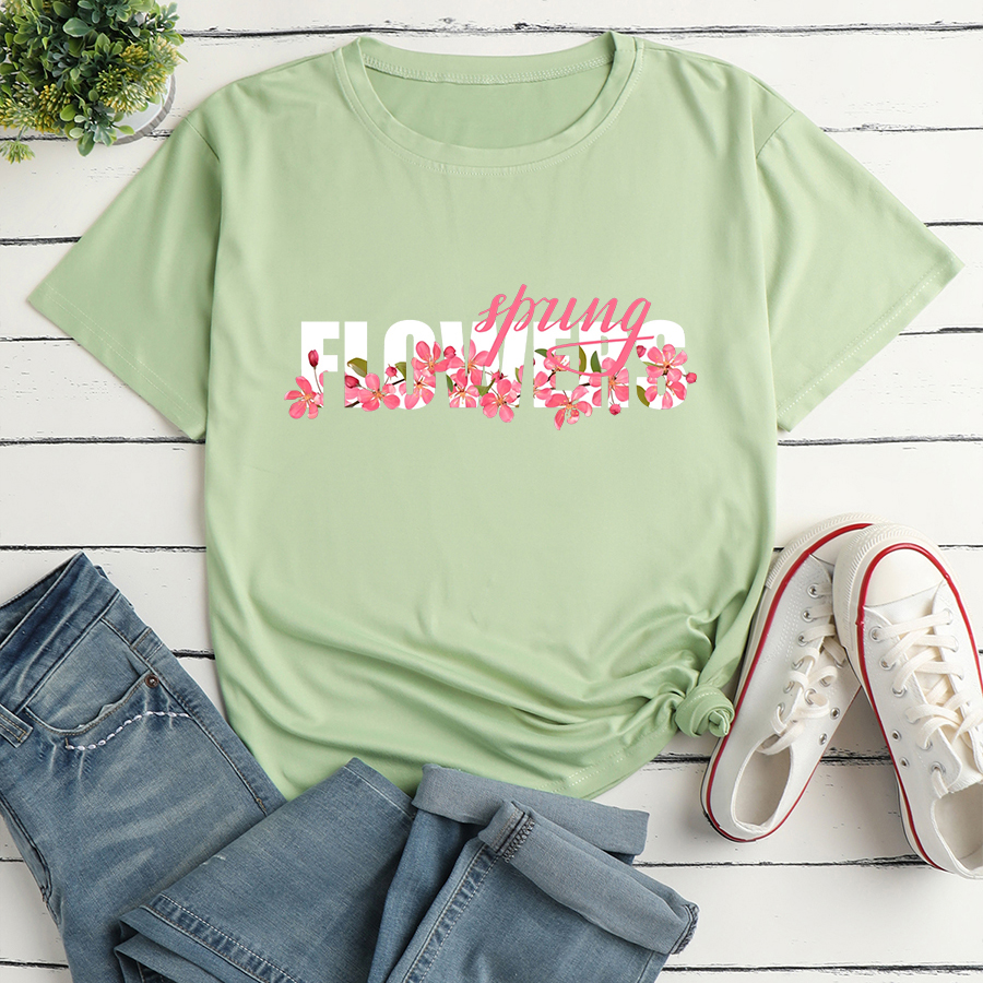 Fashion Flower Letter Print Ladies Loose Casual TShirtpicture5