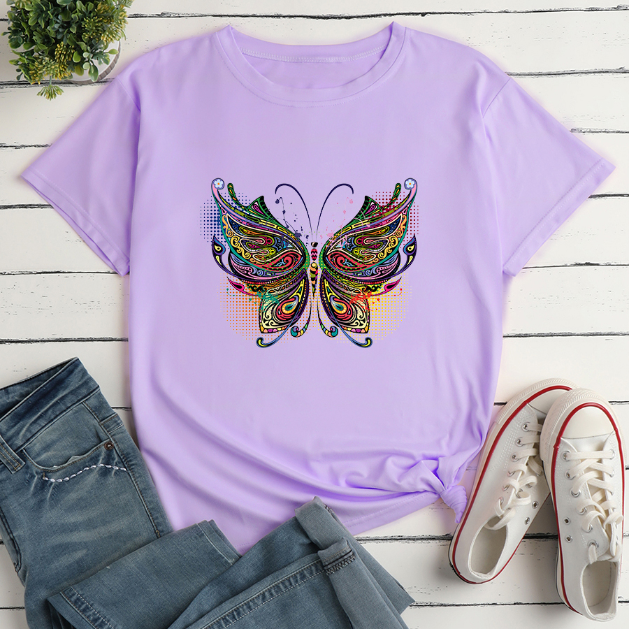 Colorful Butterfly Fashion Print Ladies Loose Casual TShirtpicture1