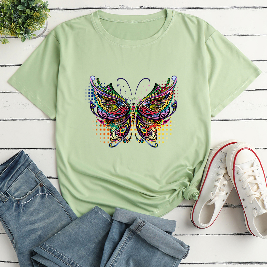 Colorful Butterfly Fashion Print Ladies Loose Casual TShirtpicture2