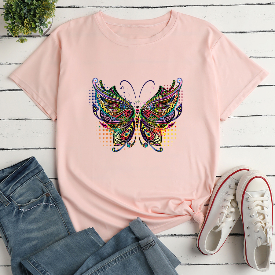 Colorful Butterfly Fashion Print Ladies Loose Casual TShirtpicture3