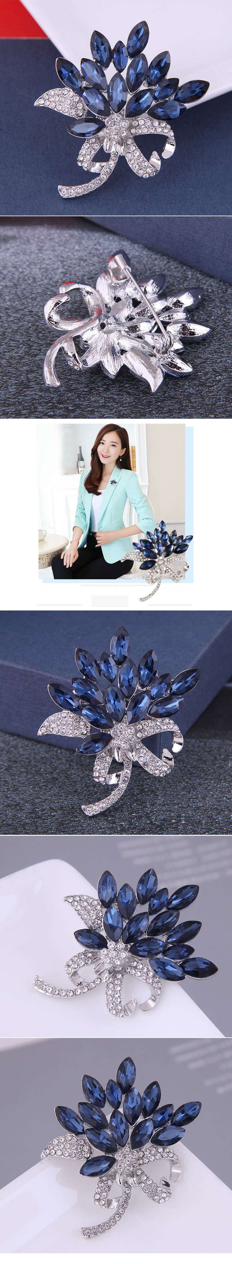 Korean fashion simple bright bouquet ladies alloy diamond broochpicture1