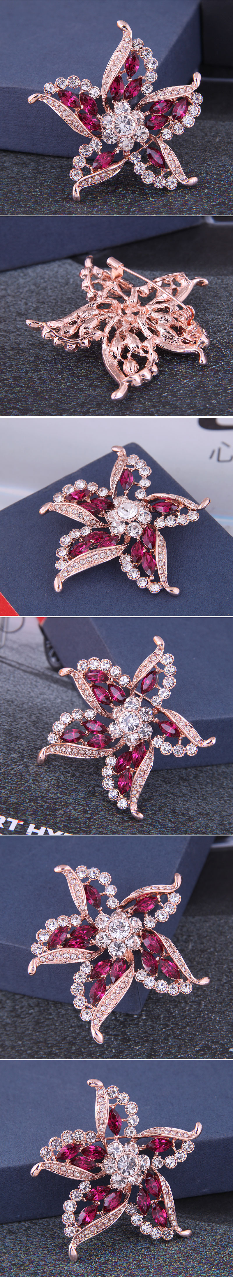 Korean fashion simple starfish diamond ladies alloy broochpicture1