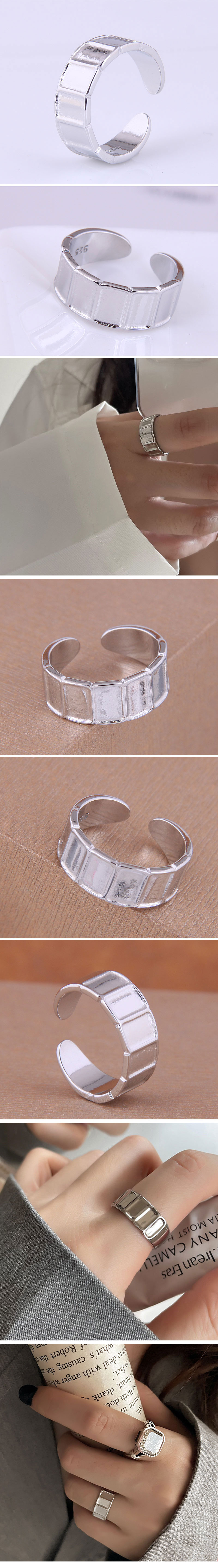 Korean style fashion simple square indentation open copper ringpicture1