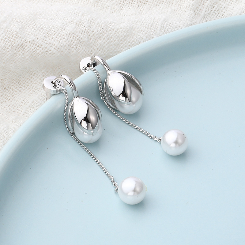 fashion classic glossy water drop pearl chain drop earringspicture1