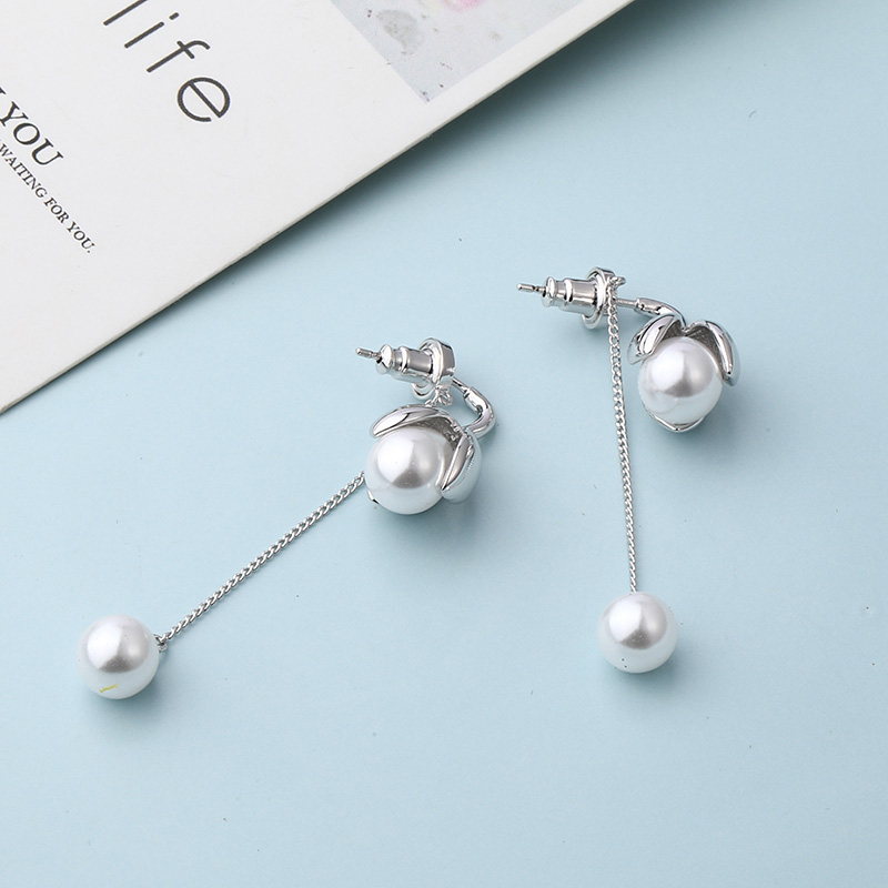 fashion classic glossy water drop pearl chain drop earringspicture2