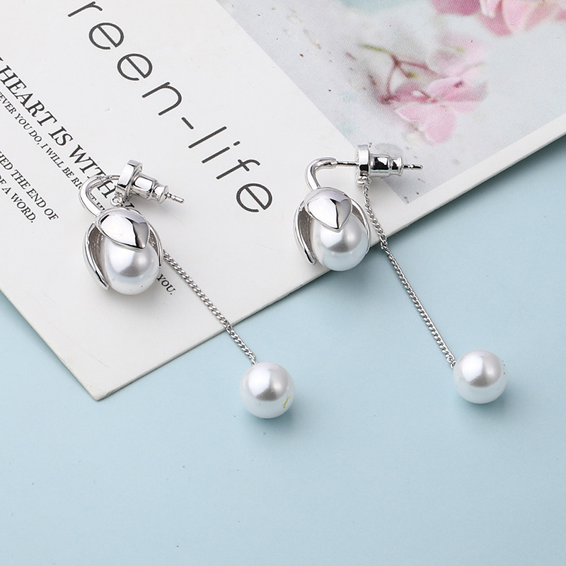 fashion classic glossy water drop pearl chain drop earringspicture3