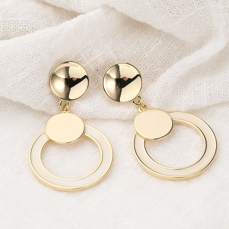 simple golden glossy double solid circles copper earringspicture4