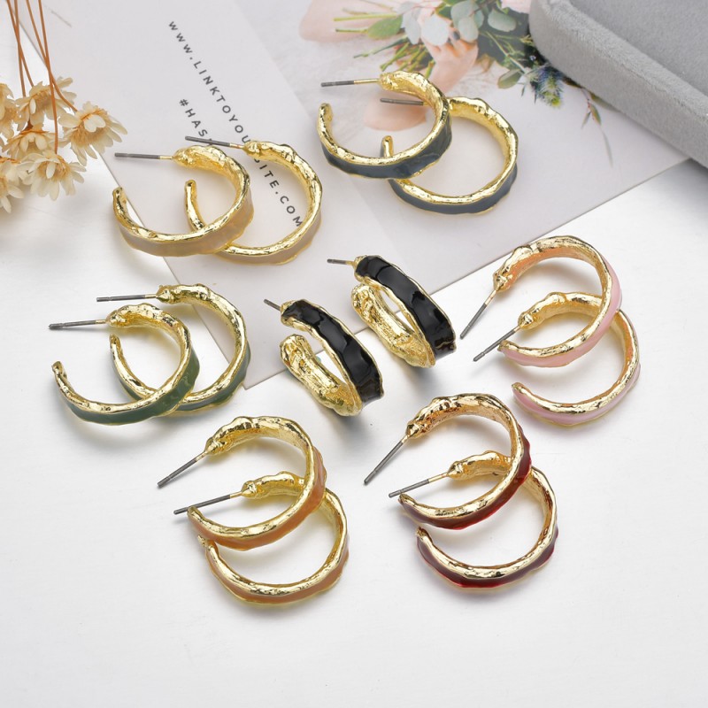 New Exquisite Alloy Cshaped Multicolor Oil Drop Hoop Earringspicture6