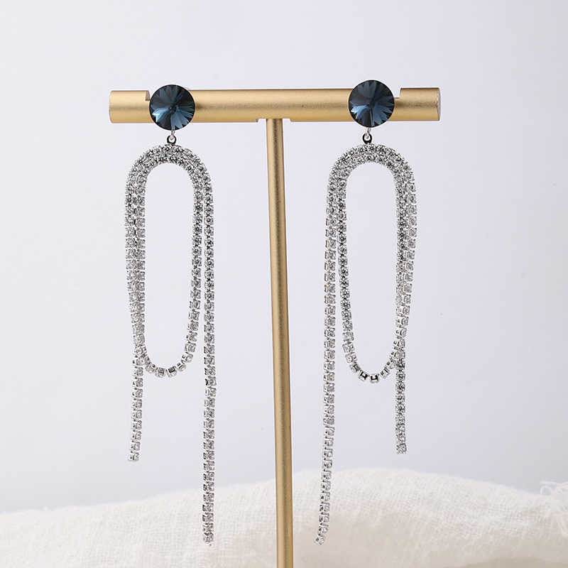 fashion geometric copper zircon long chain drop earringspicture7