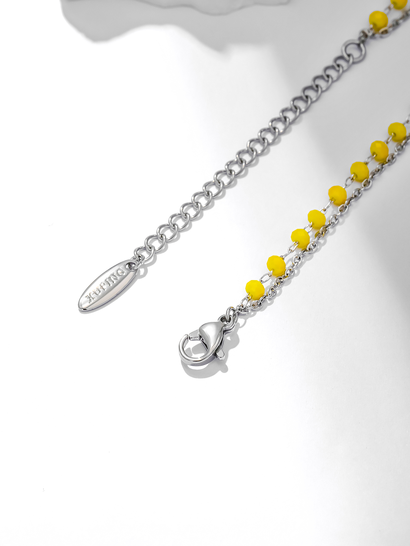 fashion yellow beads zircon pendent double chain necklacepicture2