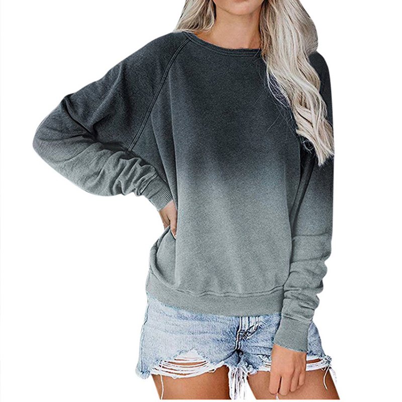 New Raglan Gradient Sleeve Print Casual Loose Toppicture4