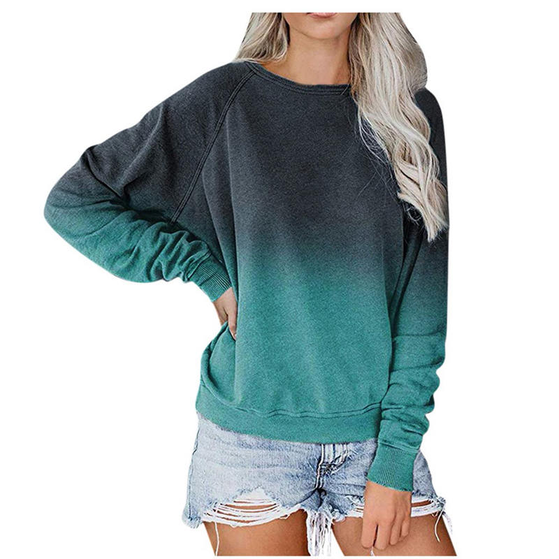 New Raglan Gradient Sleeve Print Casual Loose Toppicture3
