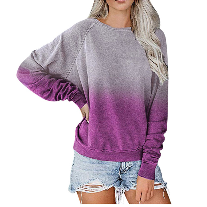 New Raglan Gradient Sleeve Print Casual Loose Toppicture2