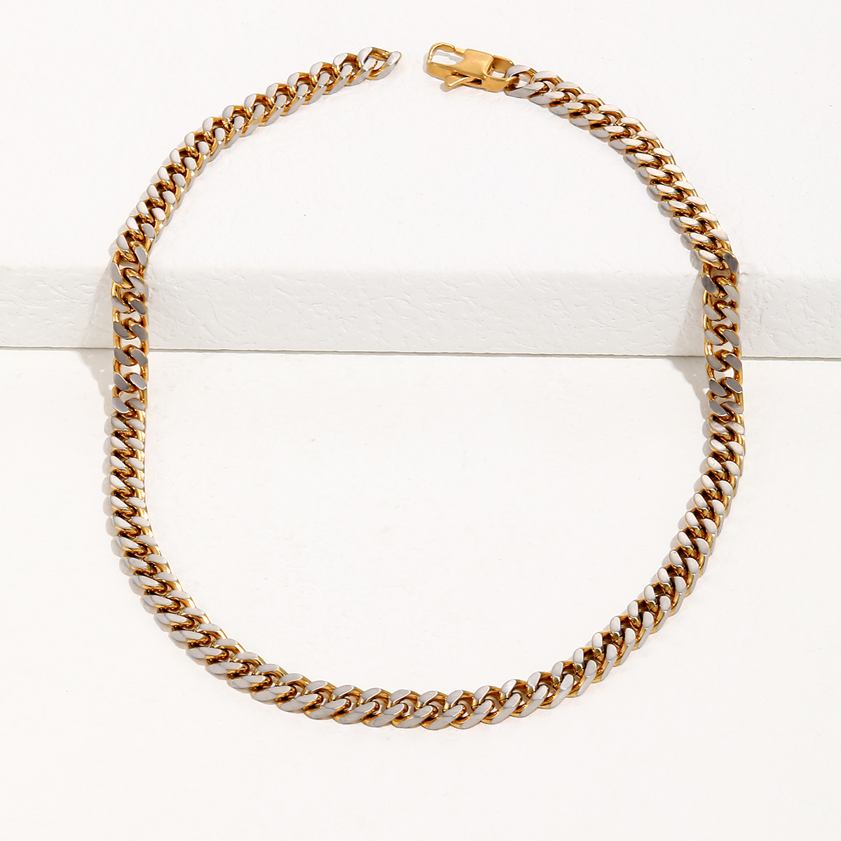 14 Karat vergoldeter Titanstahl einfache modische dicke Halskettepicture1