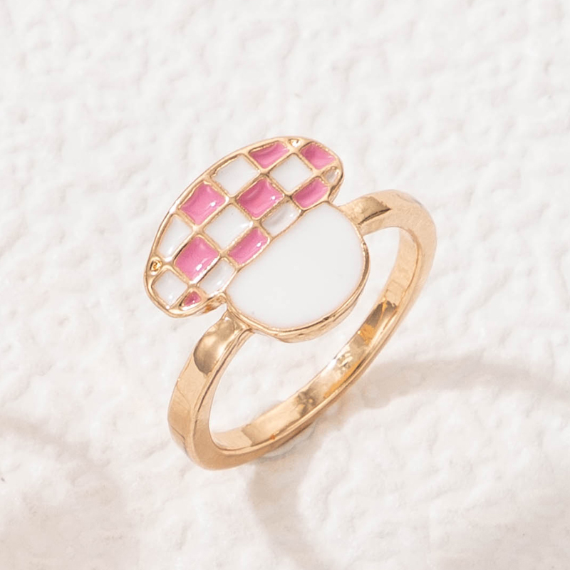Color Drip Ring Cute Checkered Mushroom Ringpicture3