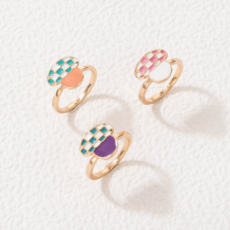 Color Drip Ring Cute Checkered Mushroom Ringpicture4