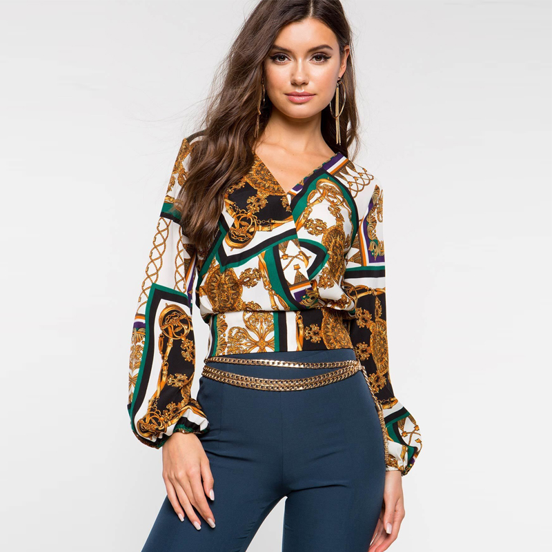 Fashion print longsleeve printed crop toppicture1