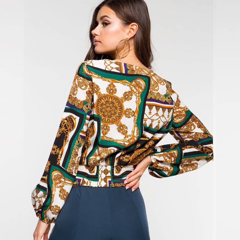 Fashion print longsleeve printed crop toppicture3