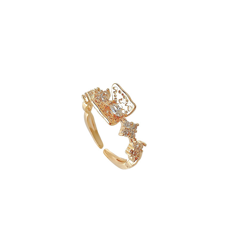 fashion bow open ring female Korean copper zircon index finger ringpicture5