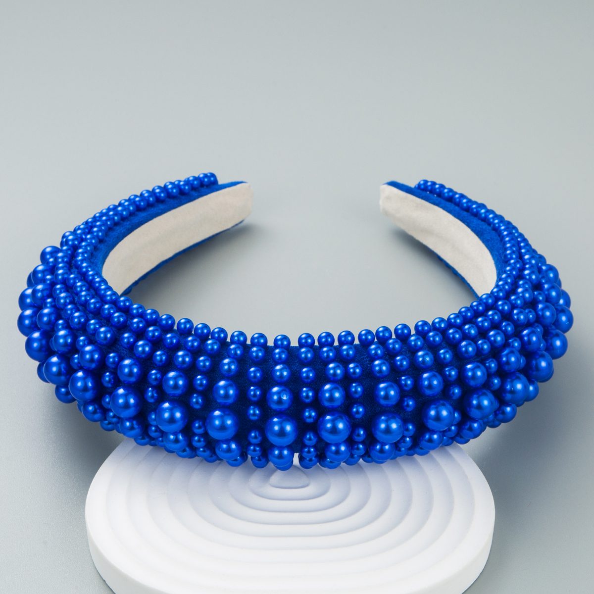 Blue sponge thickened pearl wide headband wholesalepicture1