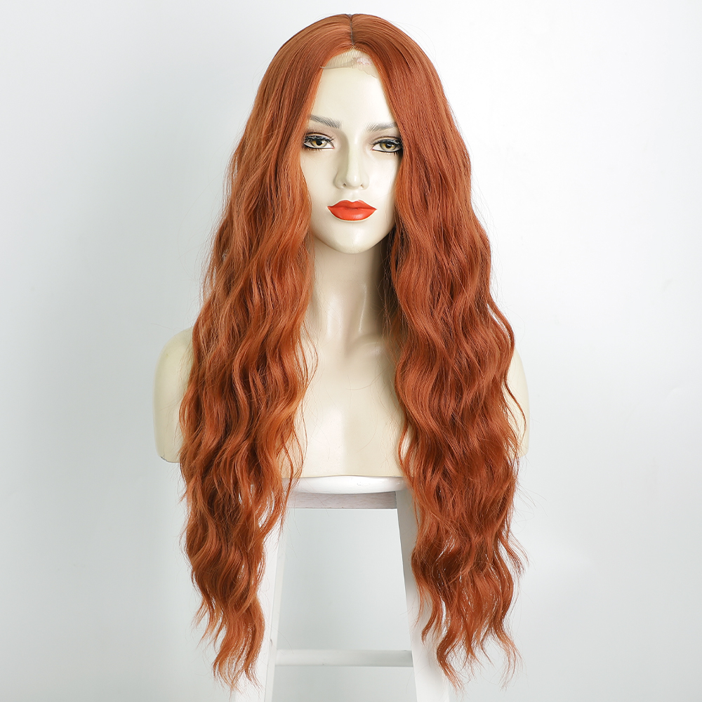 perruque femme dentelle ondulation de l39eau cheveux longs boucls couvrechef en fibre chimiquepicture2
