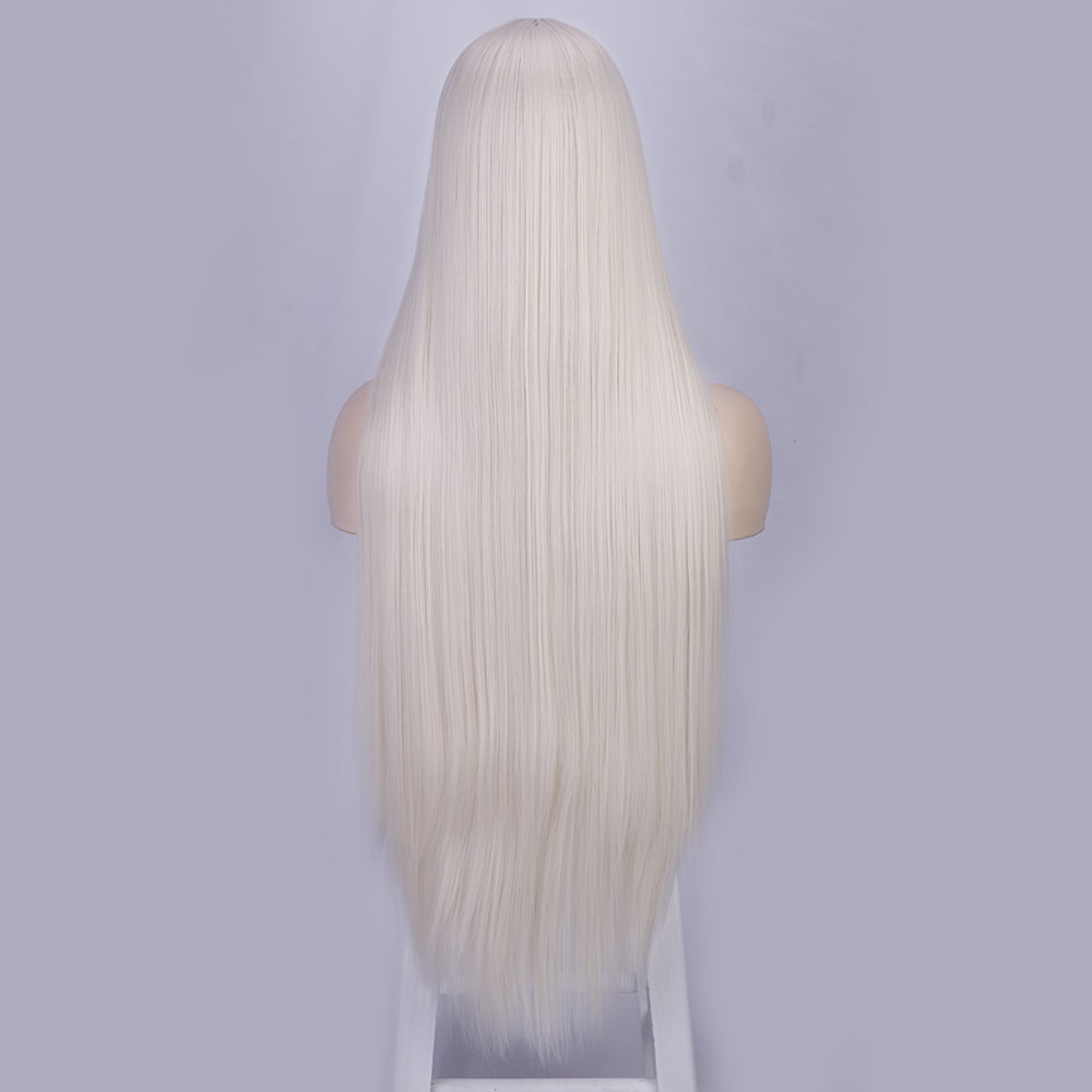 Europische und amerikanische Damenpercken langes glattes Haar Chemiefaser Kopfbedeckung kleine Spitze Hochtemperaturseide UTeilSpitzenperckepicture1