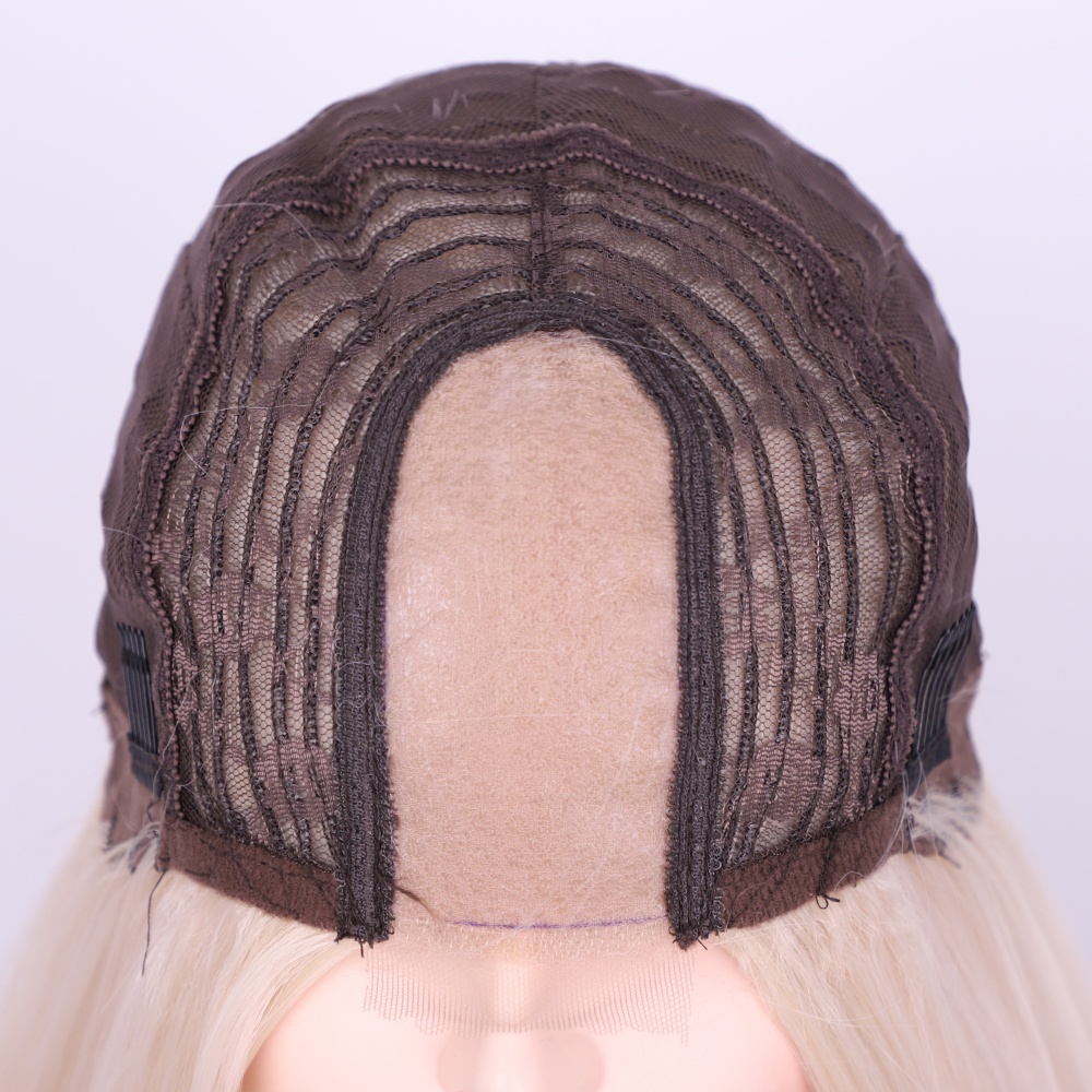 Perruque de femmes europennes et amricaines avant de lacet longs cheveux raides couvrechef en fibres chimiques petite dentelle U Part perruque de dentellepicture3